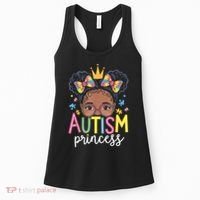 Autism Princess Afro Girl Bow Daughter Autism Awareness Women's Tank Top thumb 0