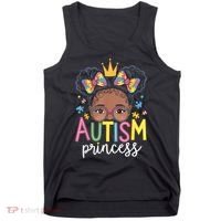 Autism Princess Afro Girl Bow Daughter Autism Awareness Tank Top thumb 0