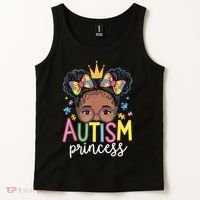 Autism Princess Afro Girl Bow Daughter Autism Awareness Tank Top thumb 2