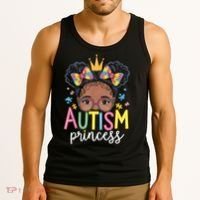 Autism Princess Afro Girl Bow Daughter Autism Awareness Tank Top thumb 3