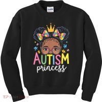 Autism Princess Afro Girl Bow Daughter Autism Awareness Kids Sweatshirt thumb 0