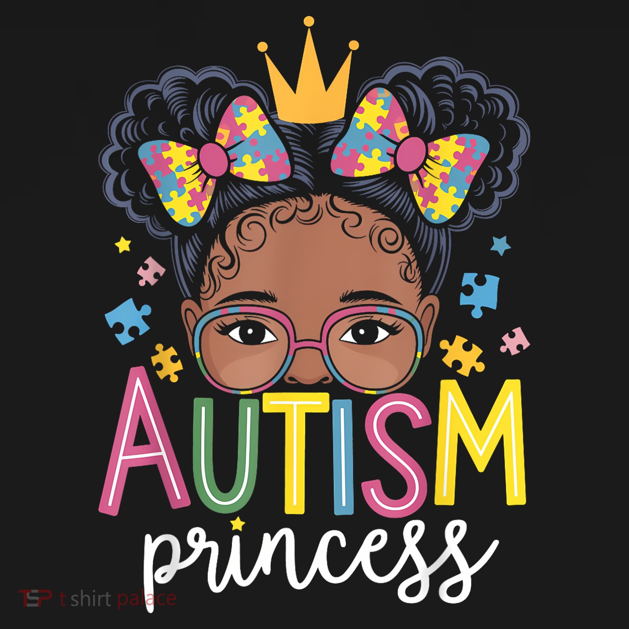 Autism Princess Afro Girl Bow Daughter Autism Awareness Kids Sweatshirt
