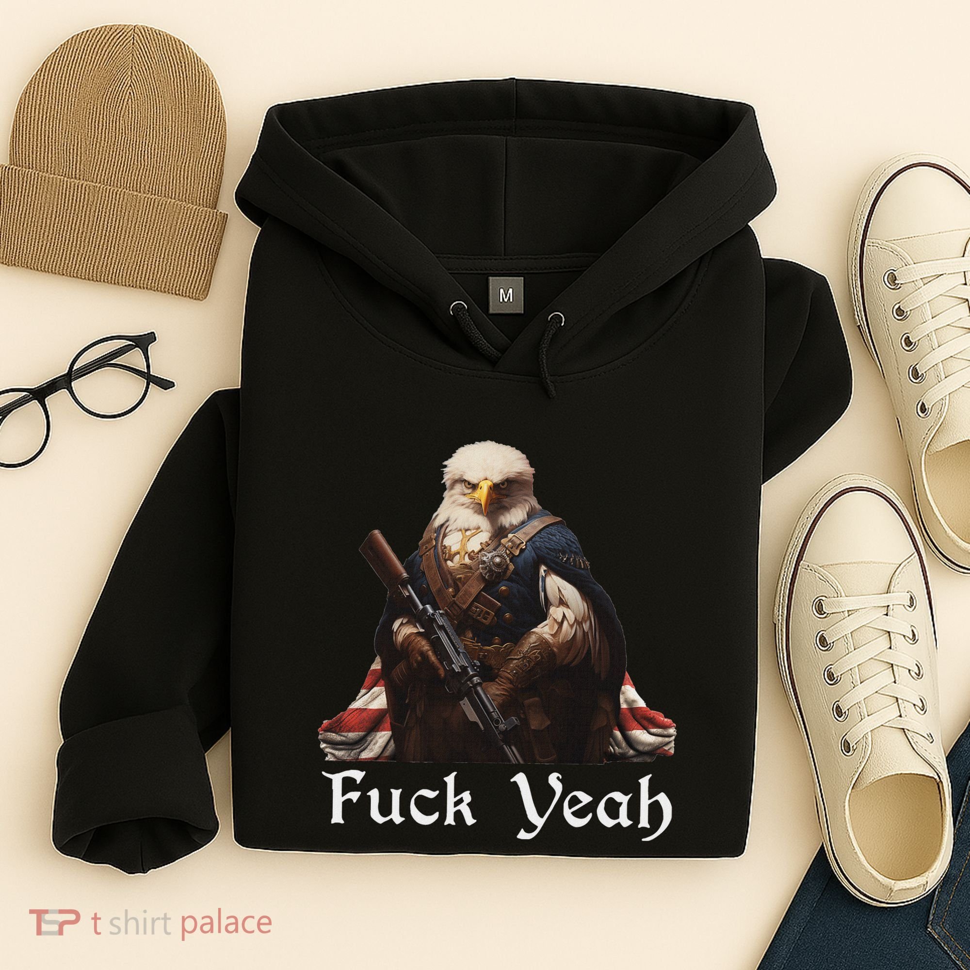 American Pride Bald Eagle Rifle 1776 Fuck Yeah Flag Cape Hoodie