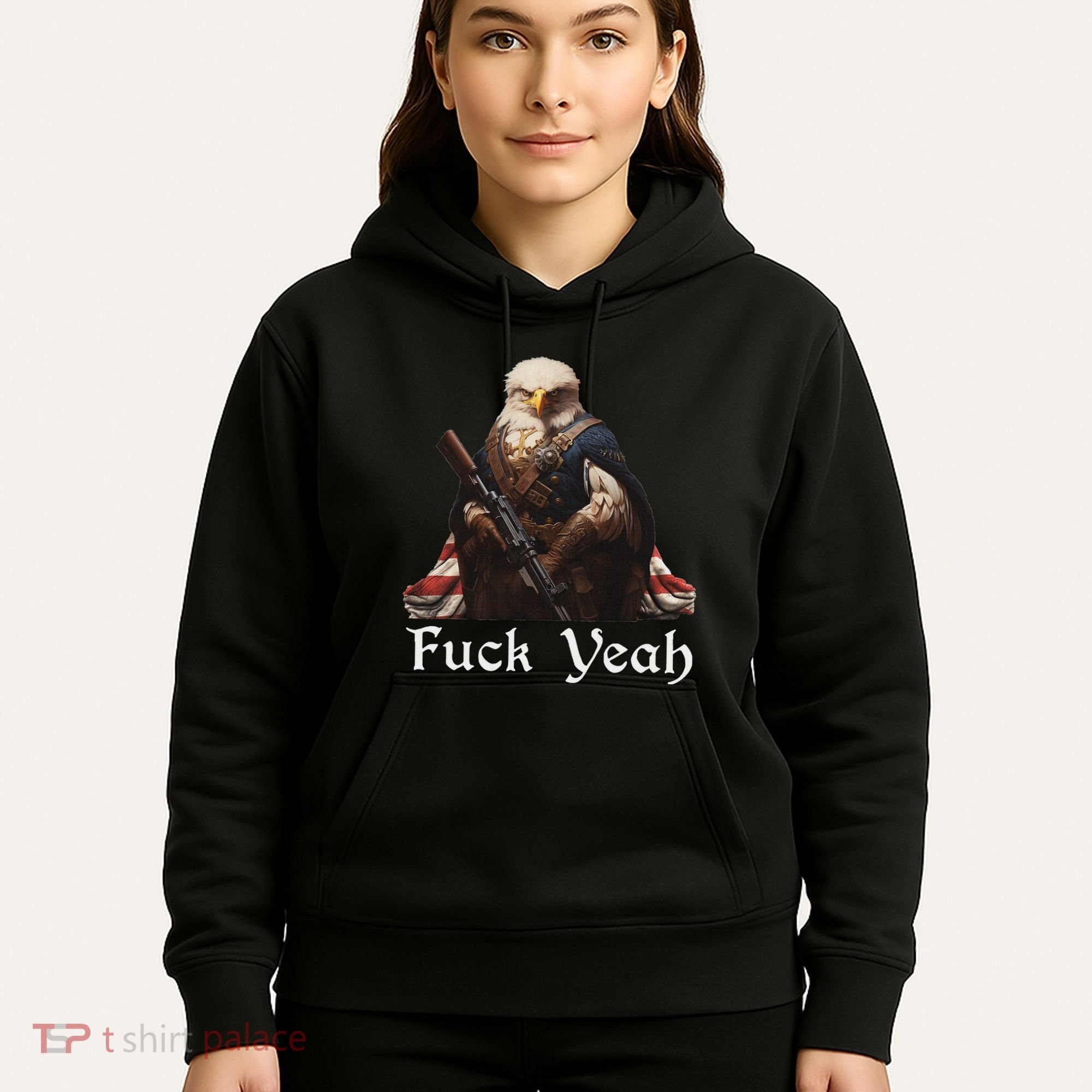 American Pride Bald Eagle Rifle 1776 Fuck Yeah Flag Cape Hoodie