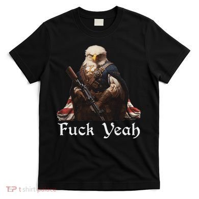 American Pride Bald Eagle Rifle 1776 Fuck Yeah Flag Cape T-Shirt