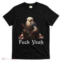 American Pride Bald Eagle Rifle 1776 Fuck Yeah Flag Cape T-Shirt thumb 0