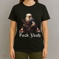 American Pride Bald Eagle Rifle 1776 Fuck Yeah Flag Cape T-Shirt thumb 4