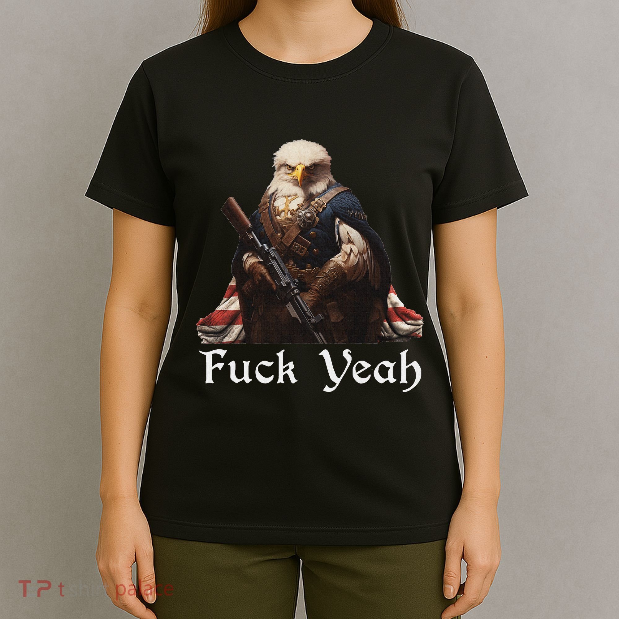 American Pride Bald Eagle Rifle 1776 Fuck Yeah Flag Cape T-Shirt