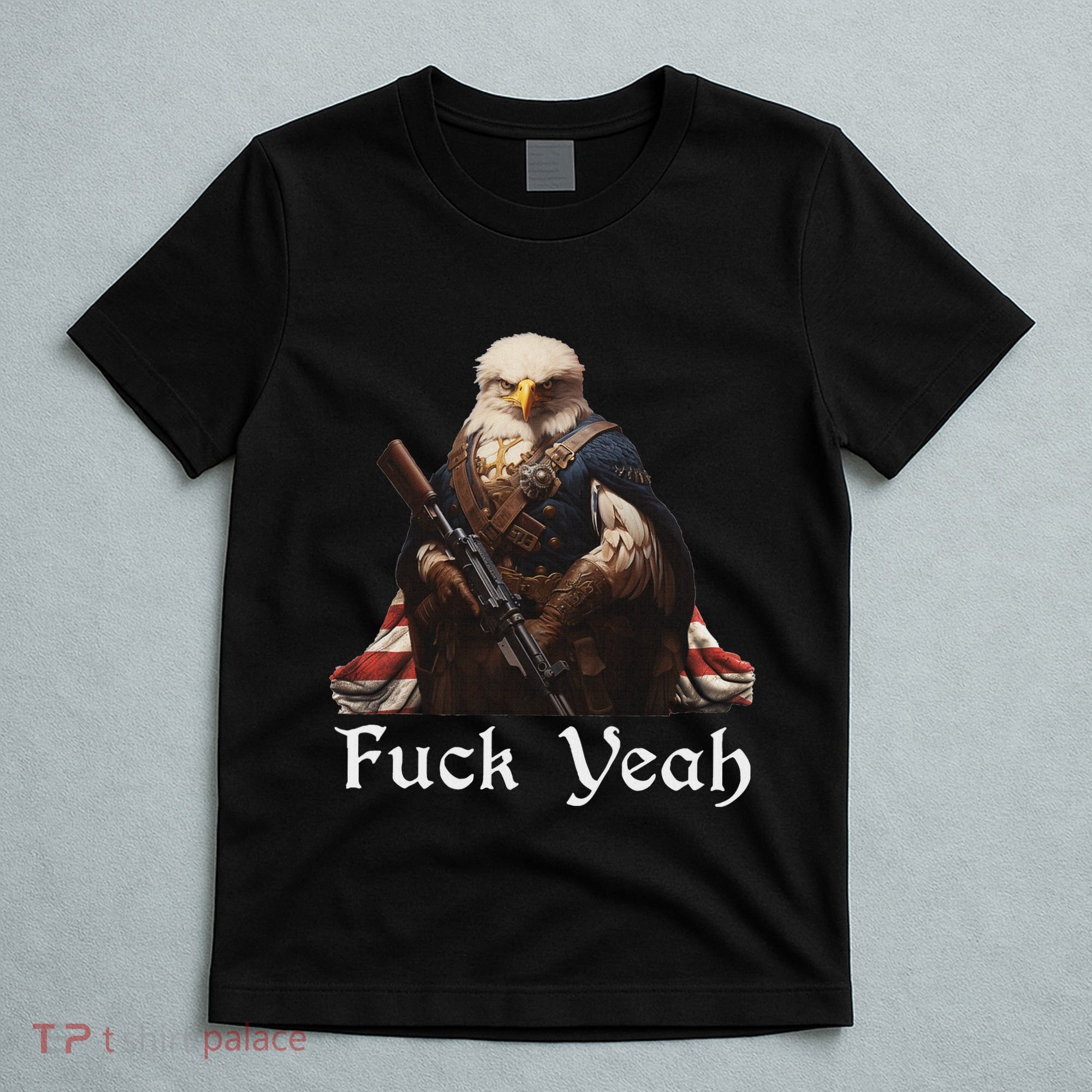 American Pride Bald Eagle Rifle 1776 Fuck Yeah Flag Cape T-Shirt