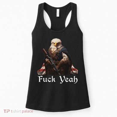 American Pride Bald Eagle Rifle 1776 Fuck Yeah Flag Cape Women's Tank Top
