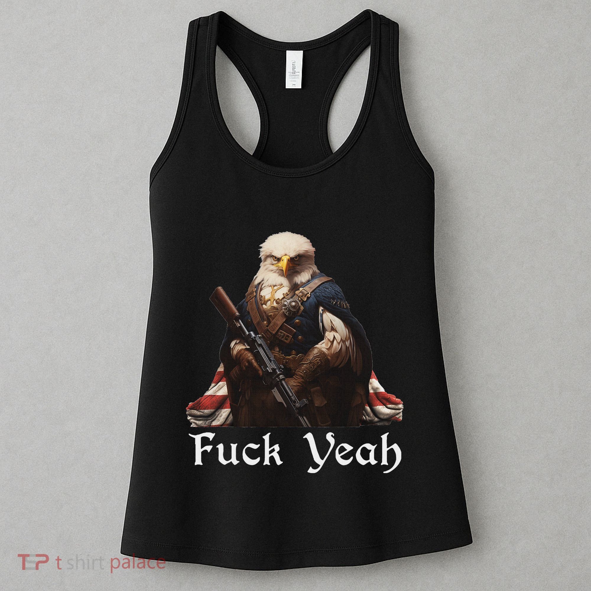 American Pride Bald Eagle Rifle 1776 Fuck Yeah Flag Cape Women's Tank Top