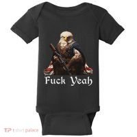 American Pride Bald Eagle Rifle 1776 Fuck Yeah Flag Cape Baby Bodysuit thumb 0