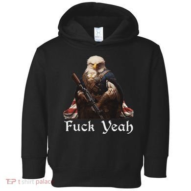 American Pride Bald Eagle Rifle 1776 Fuck Yeah Flag Cape Toddler Hoodie