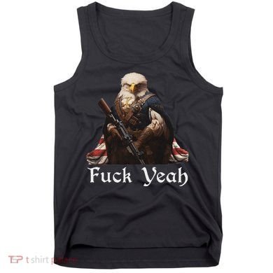 American Pride Bald Eagle Rifle 1776 Fuck Yeah Flag Cape Tank Top