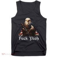 American Pride Bald Eagle Rifle 1776 Fuck Yeah Flag Cape Tank Top thumb 0