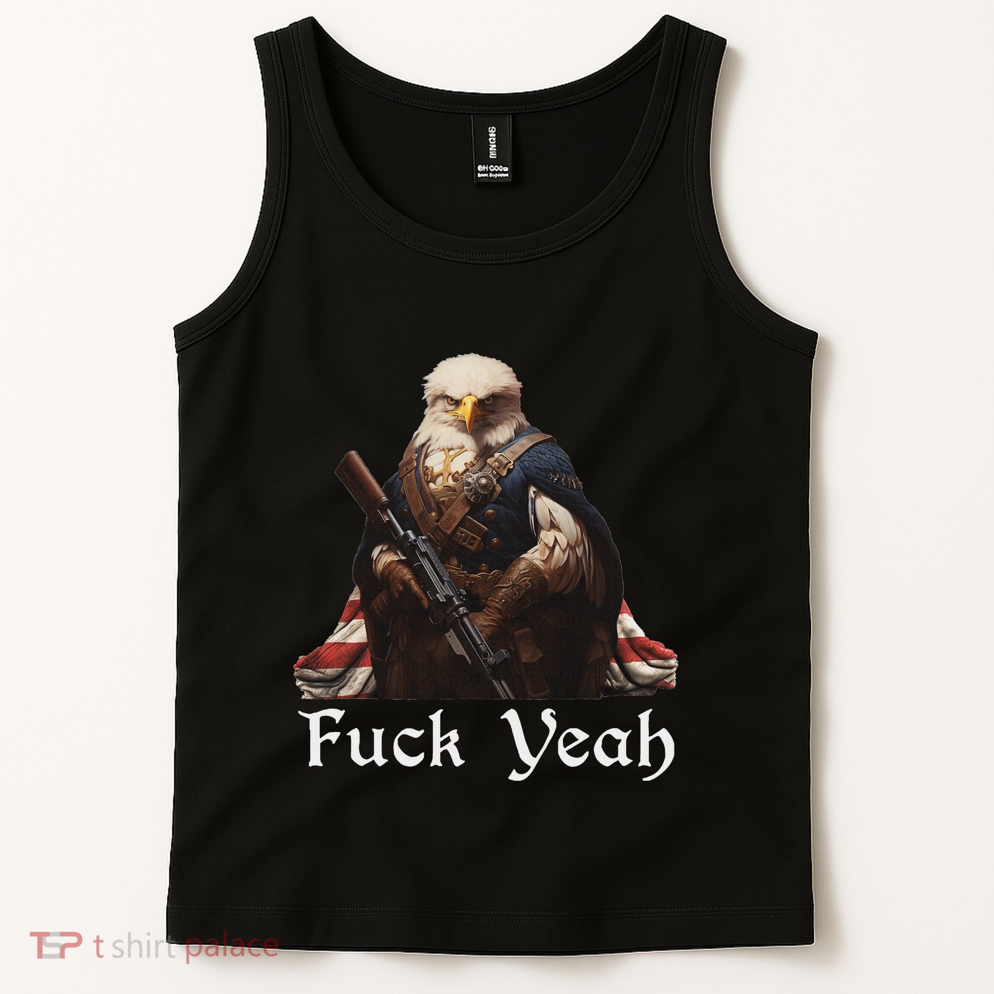 American Pride Bald Eagle Rifle 1776 Fuck Yeah Flag Cape Tank Top