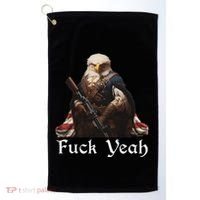 American Pride Bald Eagle Rifle 1776 Fuck Yeah Flag Cape Golf Towel thumb 0