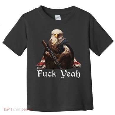American Pride Bald Eagle Rifle 1776 Fuck Yeah Flag Cape Toddler T-Shirt
