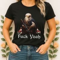 American Pride Bald Eagle Rifle 1776 Fuck Yeah Flag Cape Women's T-Shirt thumb 2