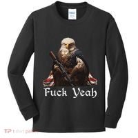 American Pride Bald Eagle Rifle 1776 Fuck Yeah Flag Cape Kids Long Sleeve Shirt thumb 0