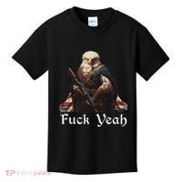 American Pride Bald Eagle Rifle 1776 Fuck Yeah Flag Cape Kids T-Shirt thumb 0