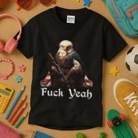 American Pride Bald Eagle Rifle 1776 Fuck Yeah Flag Cape Kids T-Shirt thumb 3