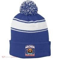 Archery Papa Bear My Favorite Archer Calls Me Papa Bear Cute Gift Stripe Pom Pom Beanie thumb 0