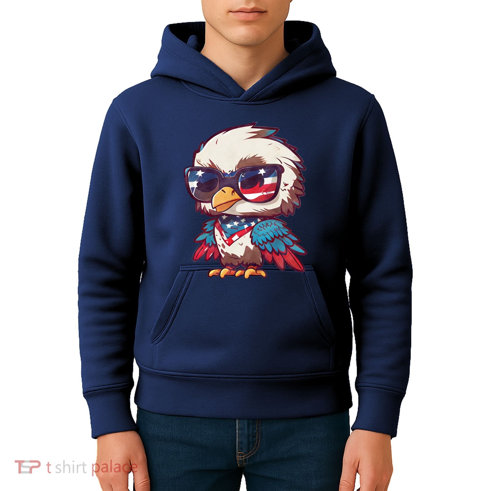 America Patriotic Bald Eagle Kids Hoodie