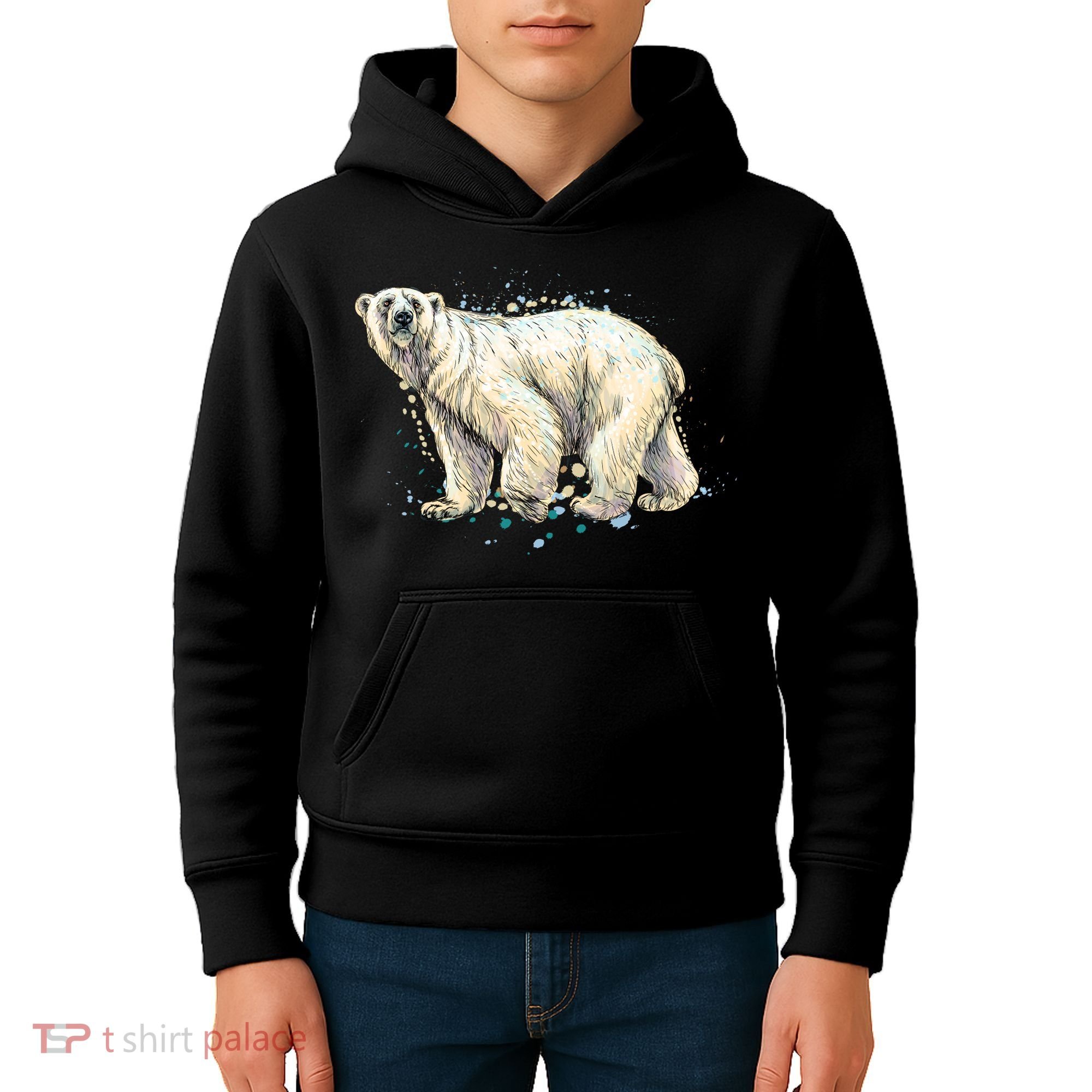 Abstract Polar Bear From A Splash Kids Hoodie