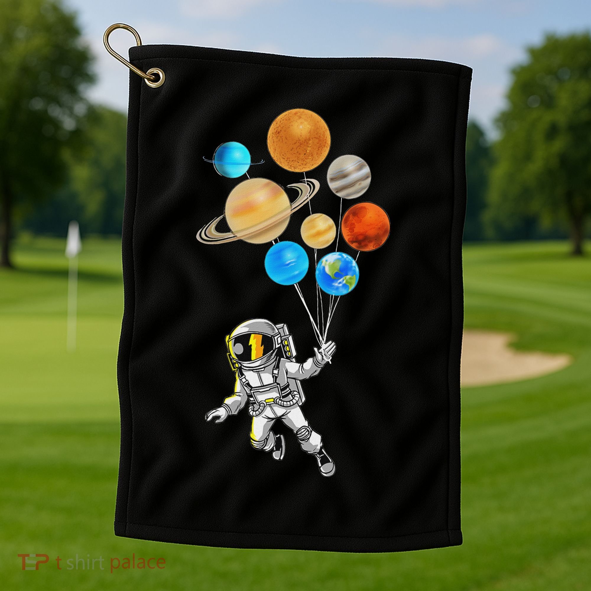 Astronaut Planet Balloons Super Gift For Space Space Golf Towel