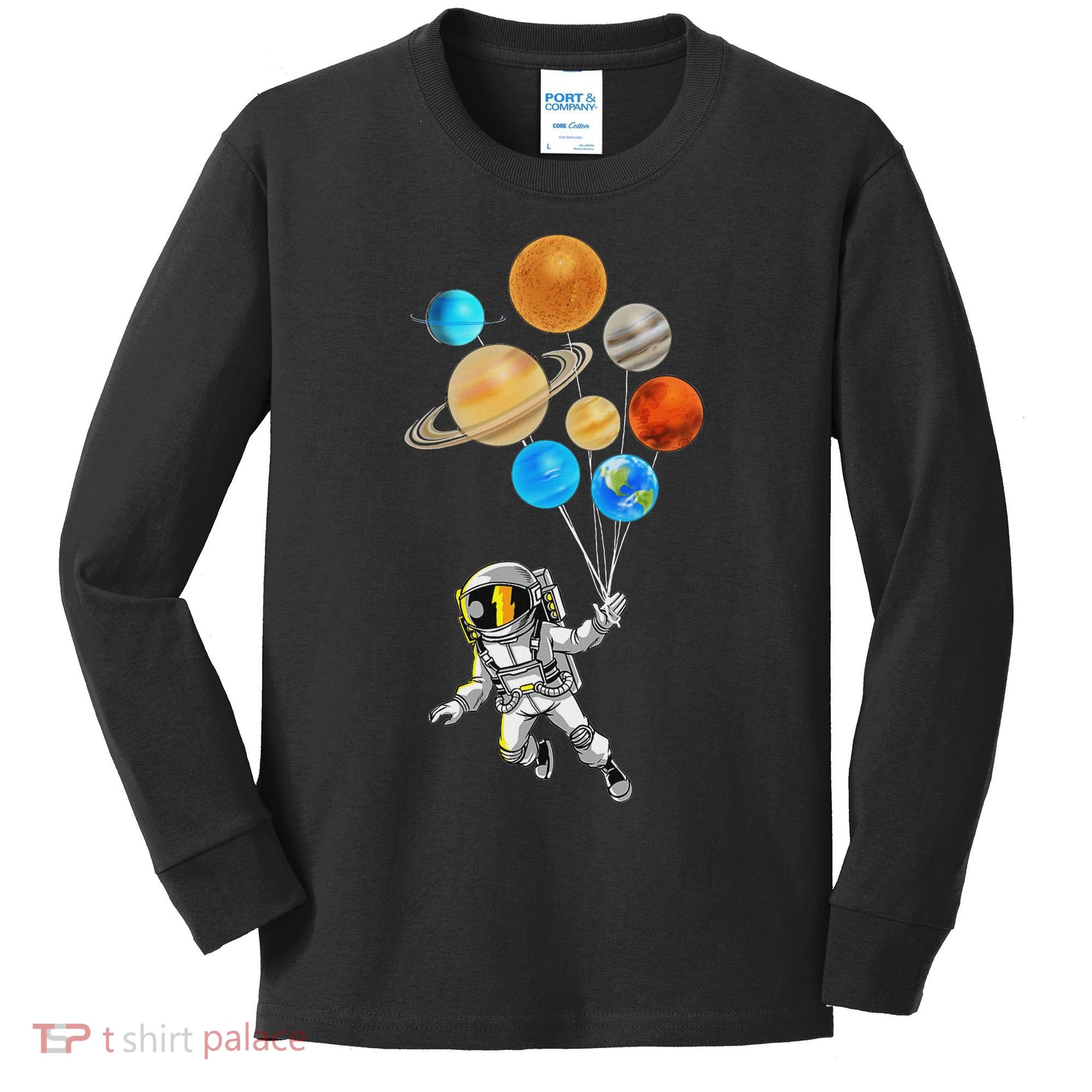 Astronaut Planet Balloons Super Gift For Space Space Kids Long Sleeve Shirt