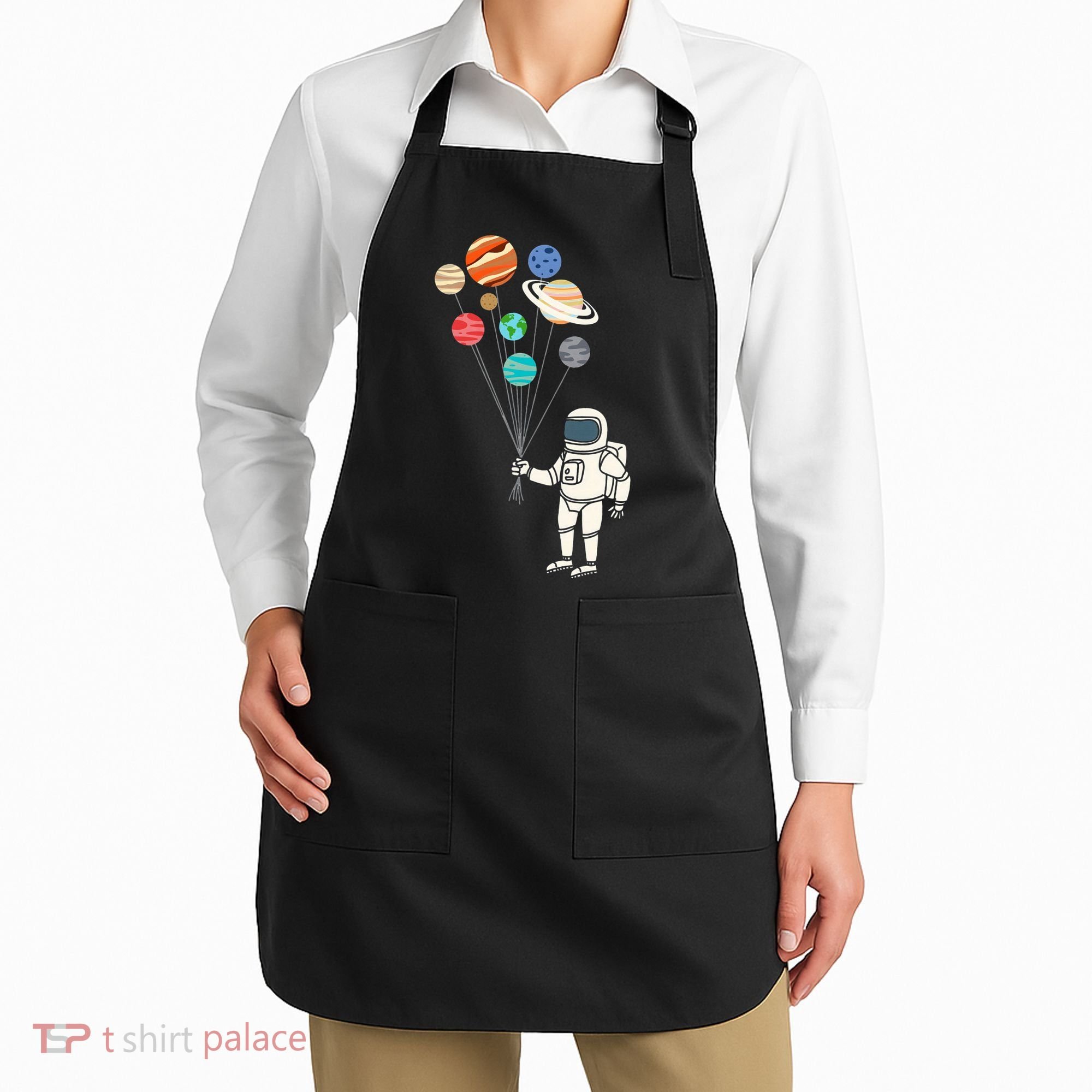 Astronaut Planets Balloons Funny Solar Space Birthday Party Apron