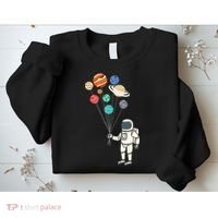 Astronaut Planets Balloons Funny Solar Space Birthday Party Sweatshirt thumb 2
