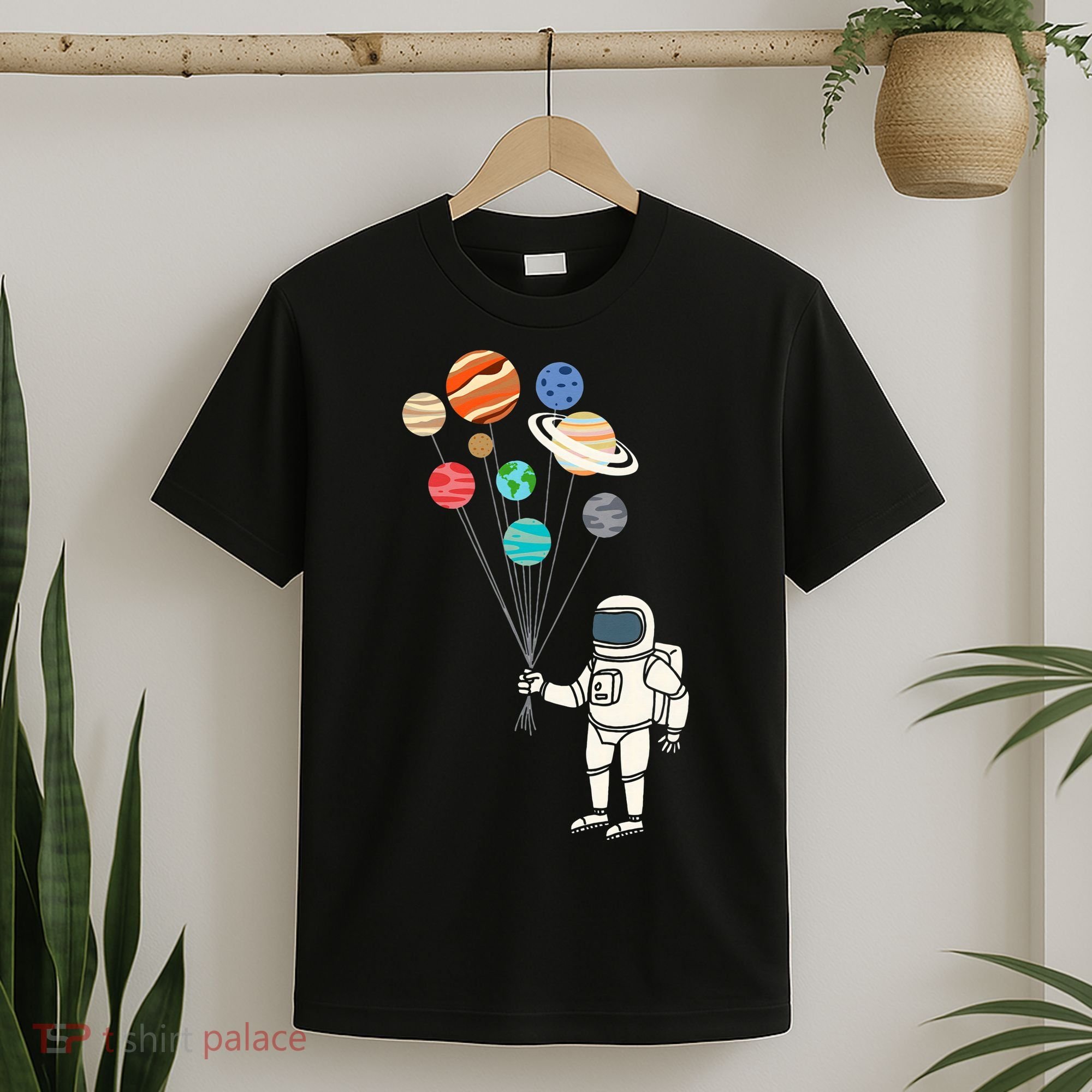 Astronaut Planets Balloons Funny Solar Space Birthday Party T-Shirt