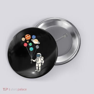 Astronaut Planets Balloons Funny Solar Space Birthday Party Button