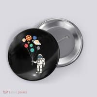 Astronaut Planets Balloons Funny Solar Space Birthday Party Button thumb 0