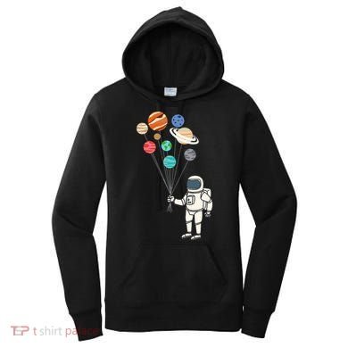 Astronaut Planets Balloons Funny Solar Space Birthday Party Women's Hoodie