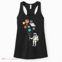 Astronaut Planets Balloons Funny Solar Space Birthday Party Women's Tank Top thumb 0