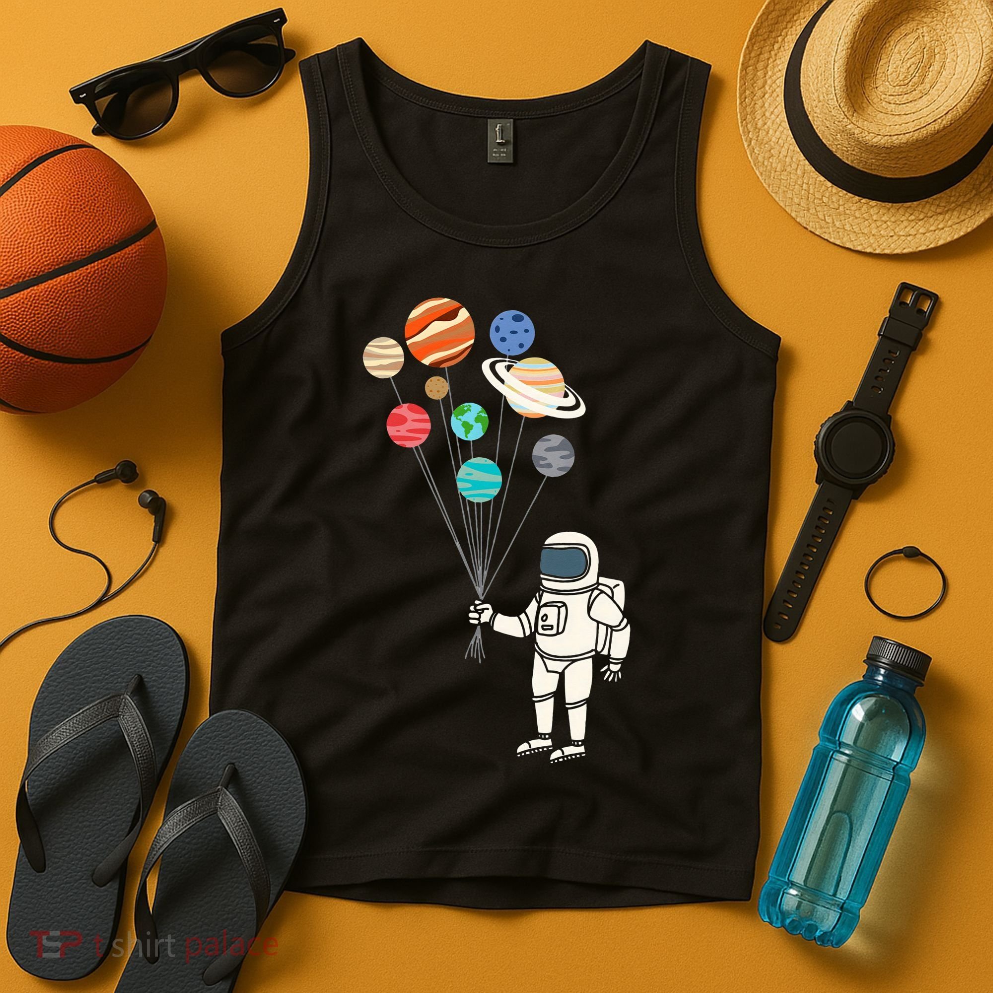 Astronaut Planets Balloons Funny Solar Space Birthday Party Tank Top