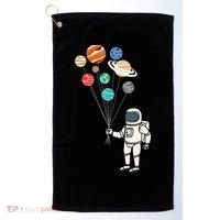Astronaut Planets Balloons Funny Solar Space Birthday Party Golf Towel thumb 0