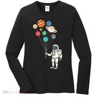 Astronaut Planets Balloons Funny Solar Space Birthday Party Women's Long Sleeve Shirt thumb 0
