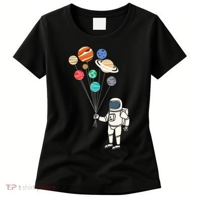 Astronaut Planets Balloons Funny Solar Space Birthday Party Women's T-Shirt