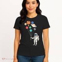 Astronaut Planets Balloons Funny Solar Space Birthday Party Women's T-Shirt thumb 4