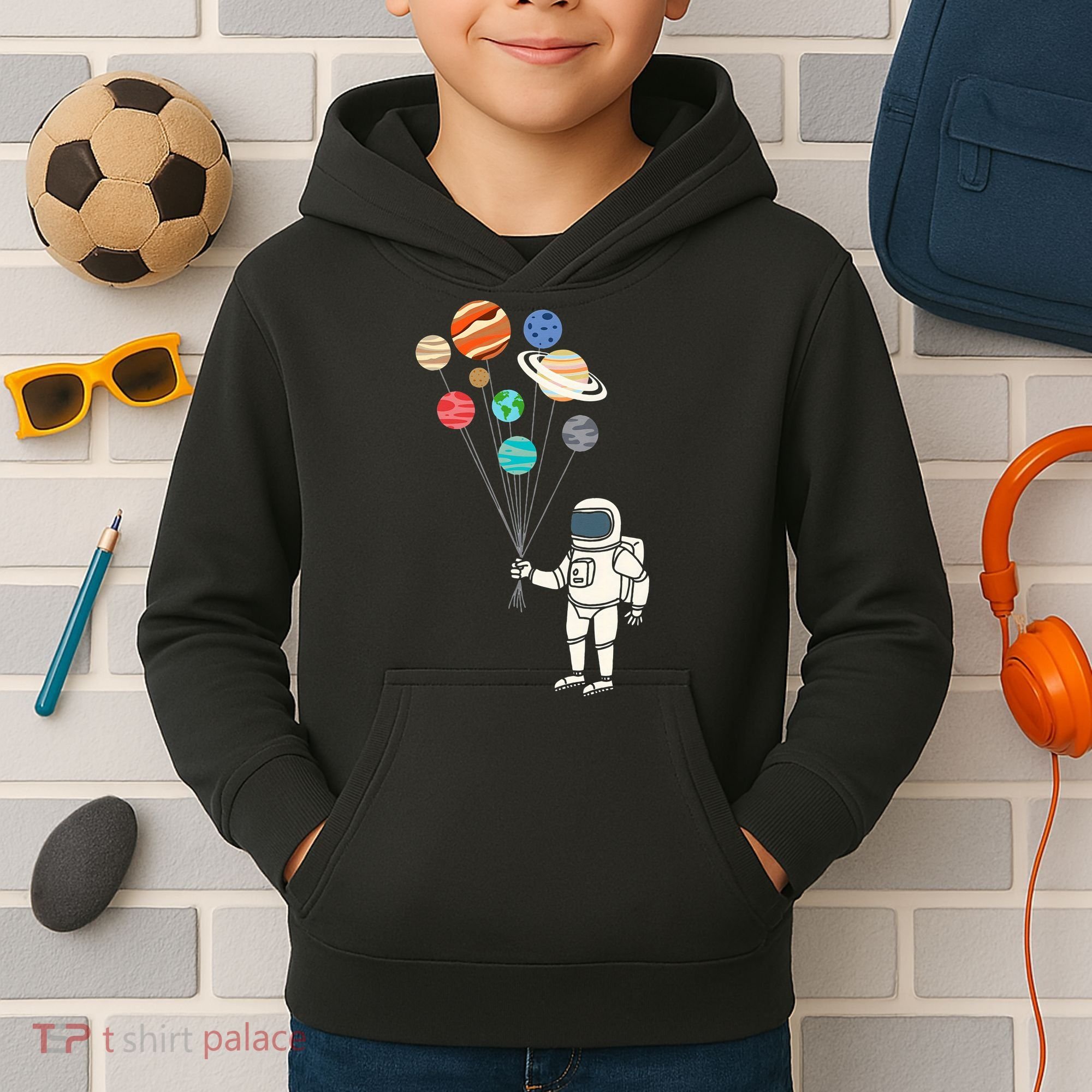 Astronaut Planets Balloons Funny Solar Space Birthday Party Kids Hoodie