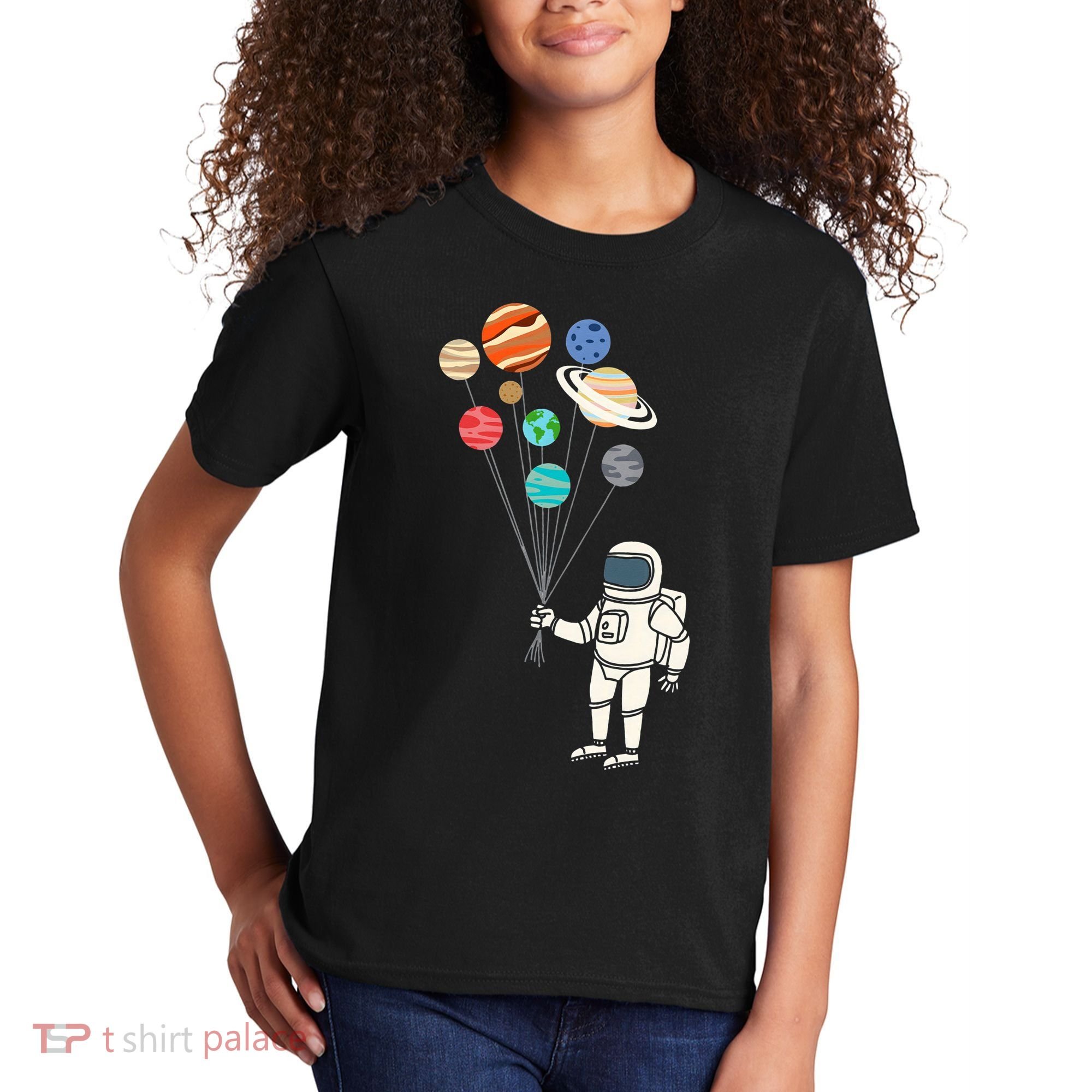 Astronaut Planets Balloons Funny Solar Space Birthday Party Kids T-Shirt