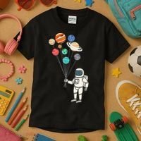 Astronaut Planets Balloons Funny Solar Space Birthday Party Kids T-Shirt thumb 3