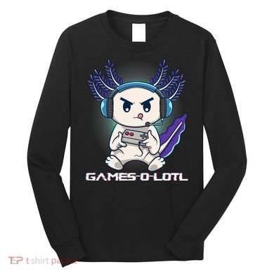 Axolotl Playing Console Video Games Gamesolotl Gaming Long Sleeve Shirt