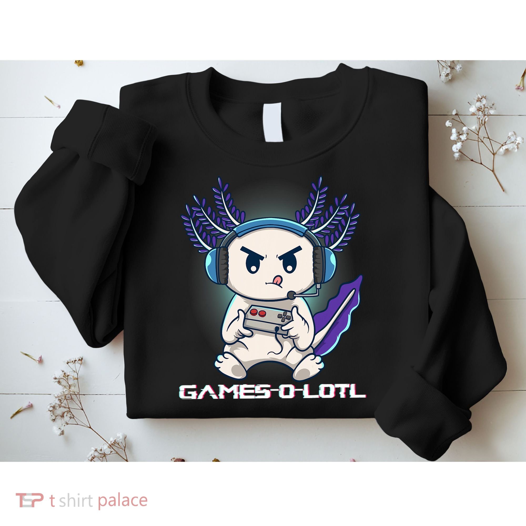 Axolotl Playing Console Video Games Gamesolotl Gaming Sweatshirt