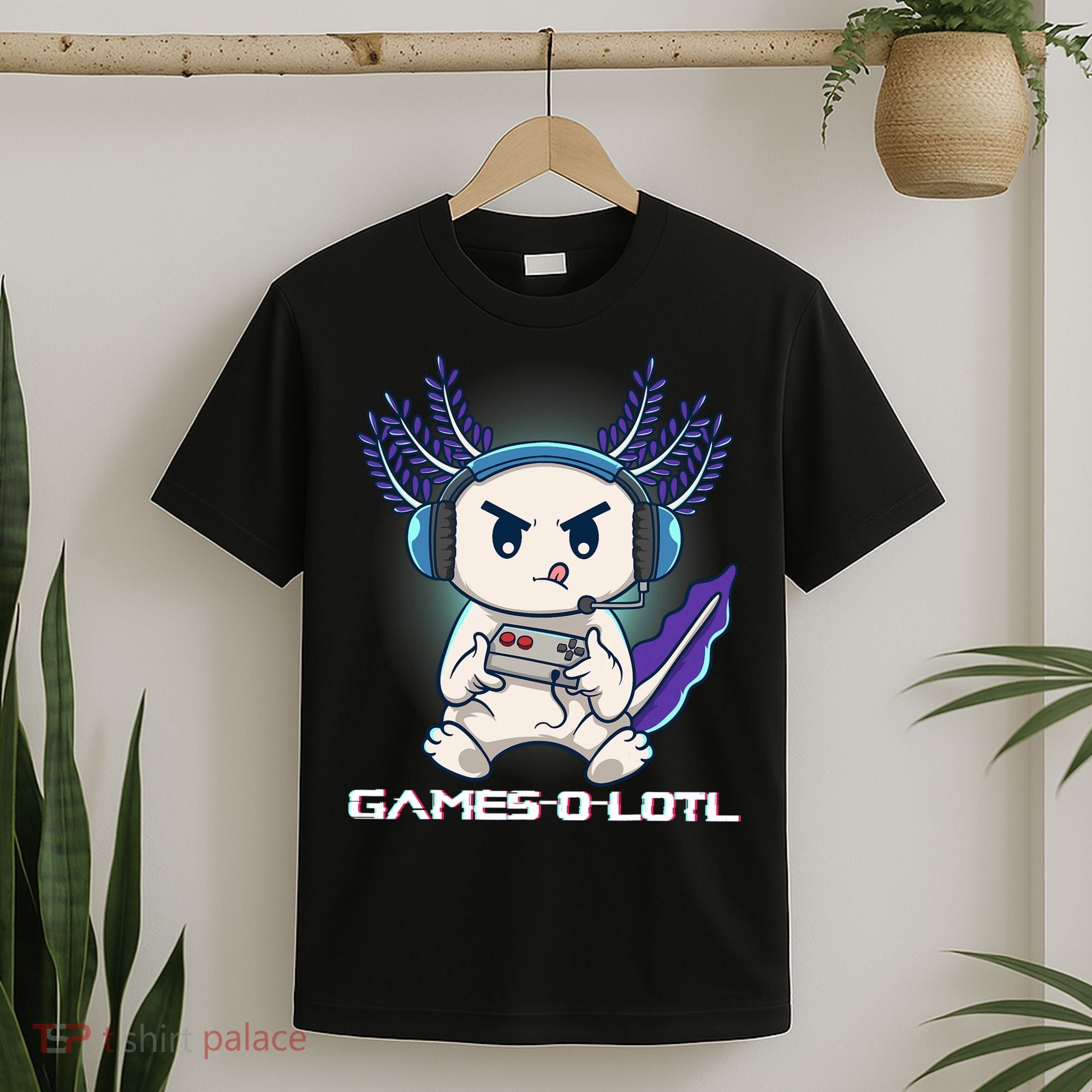 Axolotl Playing Console Video Games Gamesolotl Gaming T-Shirt