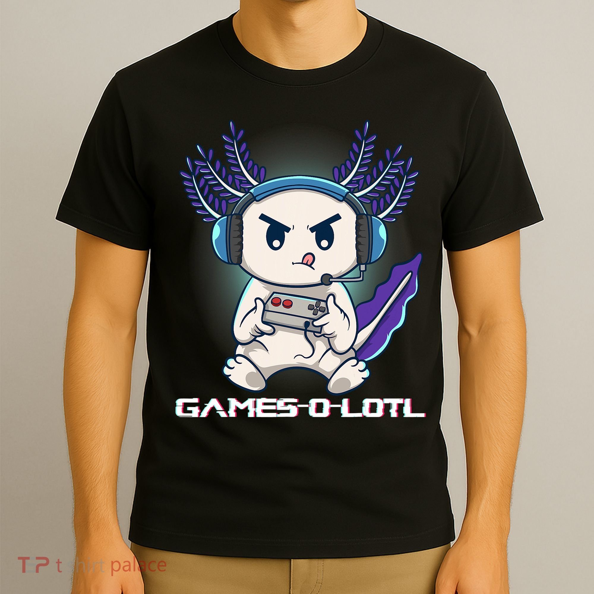 Axolotl Playing Console Video Games Gamesolotl Gaming T-Shirt